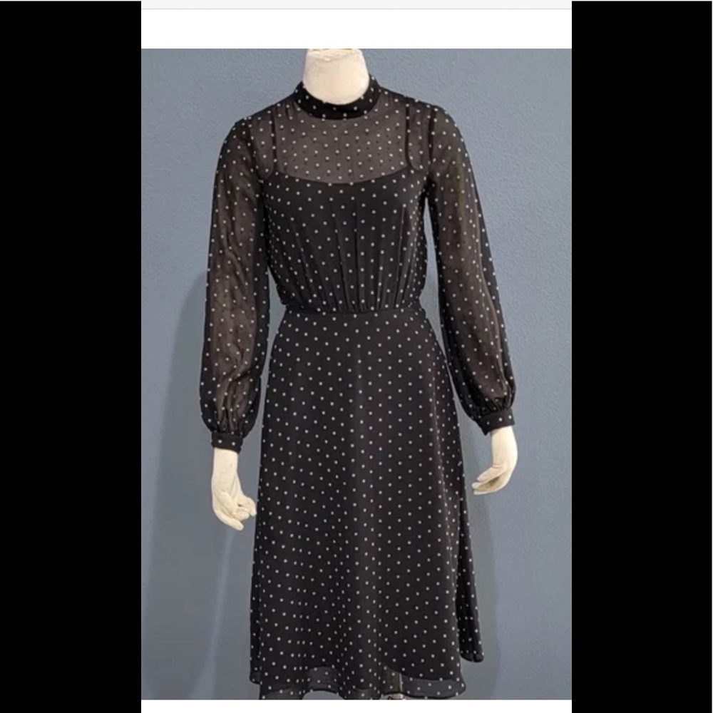 Black With Polka-dot Flocking Detail Casual Maxi Dress